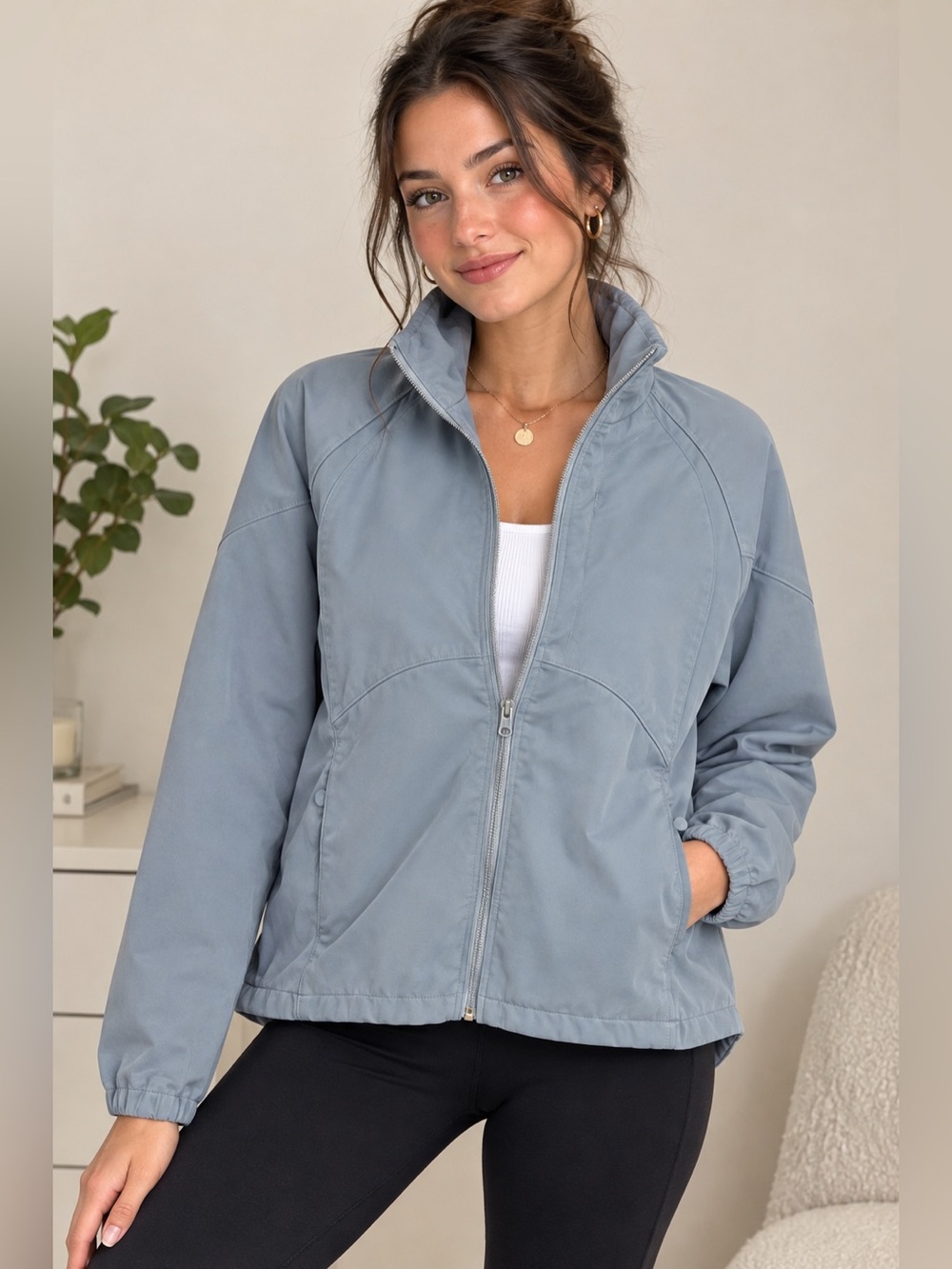 Black Diamond Light Blue Full Zip Lightweight Jacket Size Large